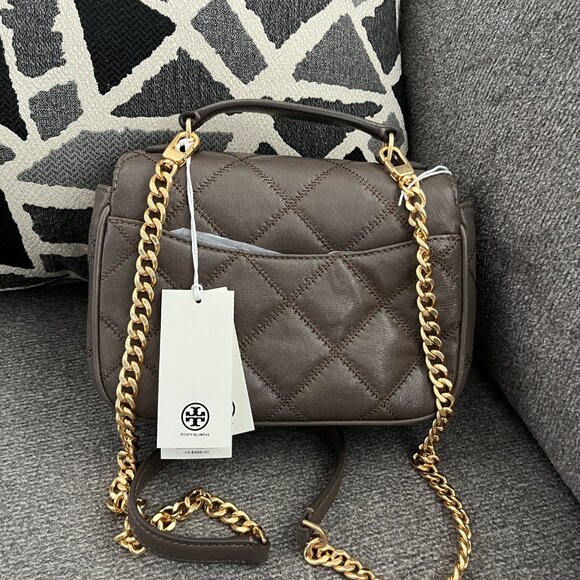 NWT TORY BURCH WILLA Mini Top Handle Leather Crossbody Bag $498 Volcanic Stone - Picture 3 of 8
